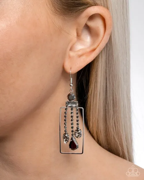 Paparazzi Earring Framed Feature Silver Paparazzi Jewelry Earrings