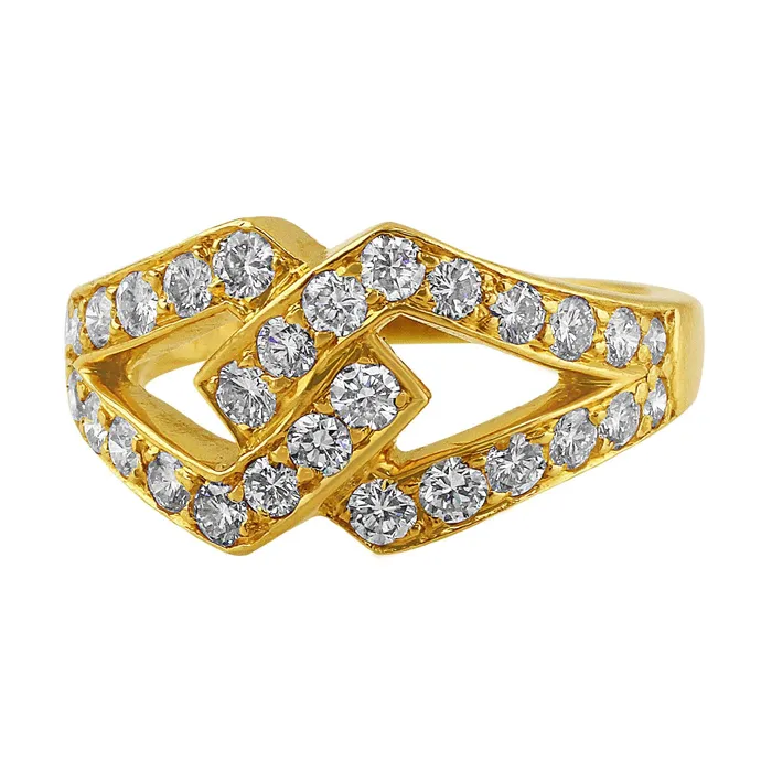 Rings Oscar Heyman Oscar Heyman Interlocked Diamond Yellow Gold Ring