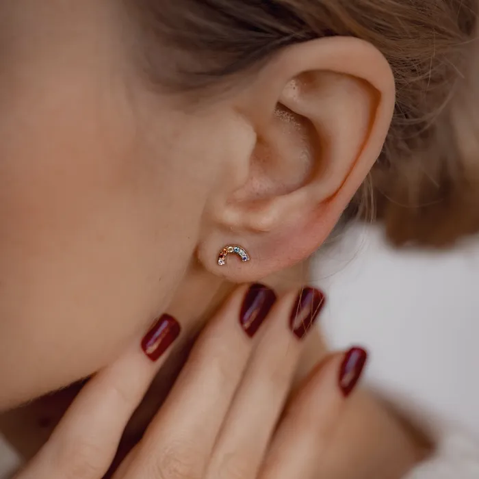 Aurora Stud Earrings 9K Gold Hey Happiness Earrings Aurora Stud Earrings 9K Gold Hey Happiness Earrings