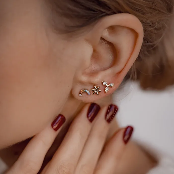 Aurora Stud Earrings 9K Gold Hey Happiness Earrings Aurora Stud Earrings 9K Gold Hey Happiness Earrings