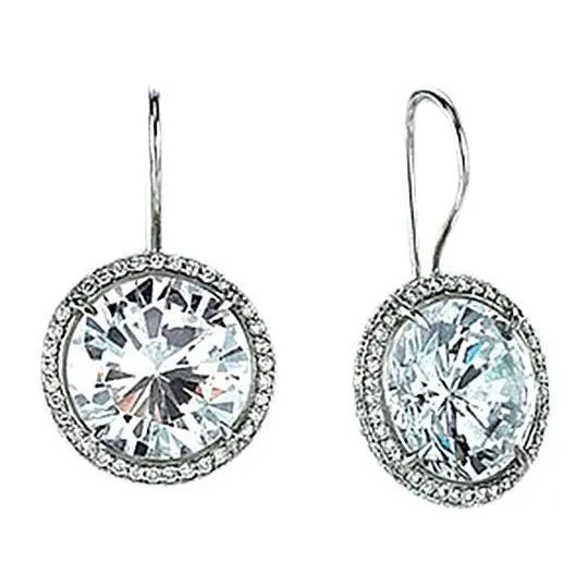 GB Earrings Sparkling 450 Carats Natural Earth Mined Diamond Dangle Earrings Pair White Gold New