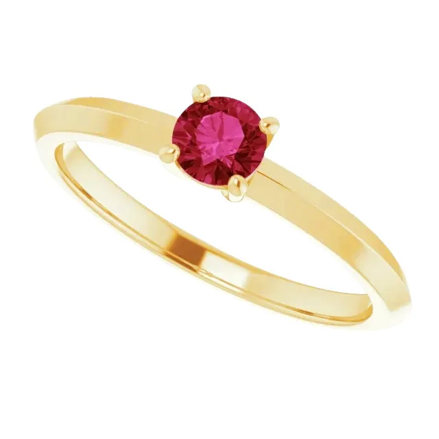 Solitaire Ruby Ring 125 Carats Yellow Gold 14K GB Rings