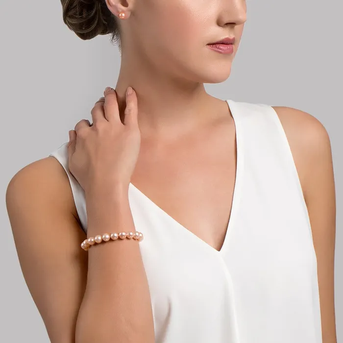 8595mm Peach Freshwater Pearl Bracelet AAA Quality SPT Bracelets