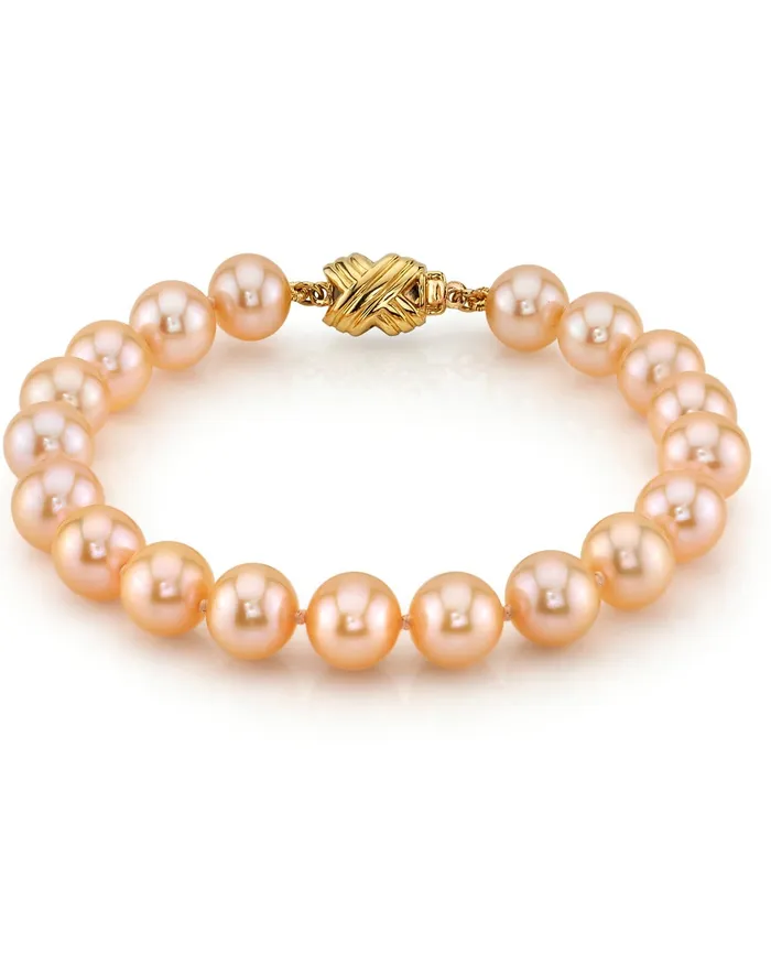 8595mm Peach Freshwater Pearl Bracelet AAA Quality SPT Bracelets
