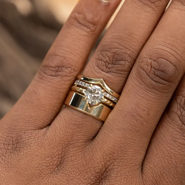 Anueva Jewelry Rings Inlet Wedding Band Flat Stackable 6mm Wedding Band in Recycled Gold