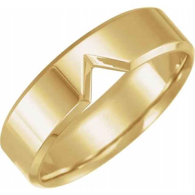 Anueva Jewelry Rings Inlet Wedding Band Flat Stackable 6mm Wedding Band in Recycled Gold