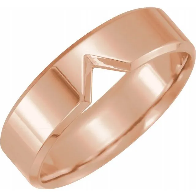 Anueva Jewelry Rings Inlet Wedding Band Flat Stackable 6mm Wedding Band in Recycled Gold
