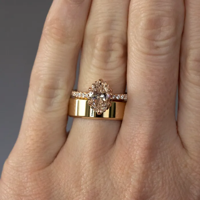 Anueva Jewelry Rings Inlet Wedding Band Flat Stackable 6mm Wedding Band in Recycled Gold