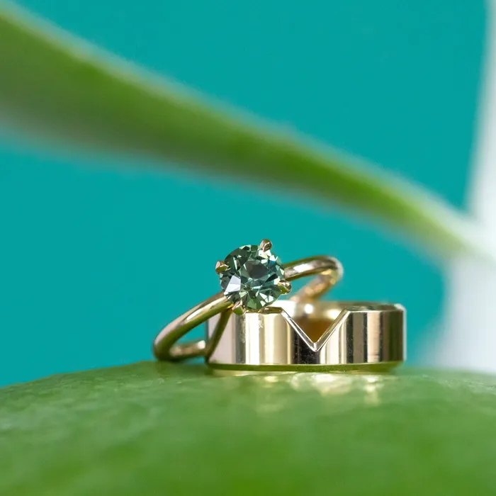 Anueva Jewelry Rings Inlet Wedding Band Flat Stackable 6mm Wedding Band in Recycled Gold