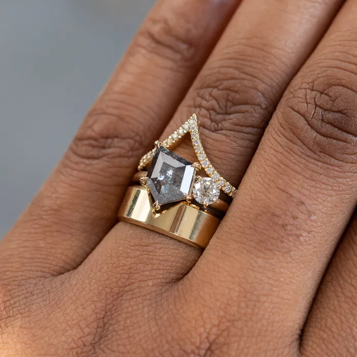 Anueva Jewelry Rings Inlet Wedding Band Flat Stackable 6mm Wedding Band in Recycled Gold