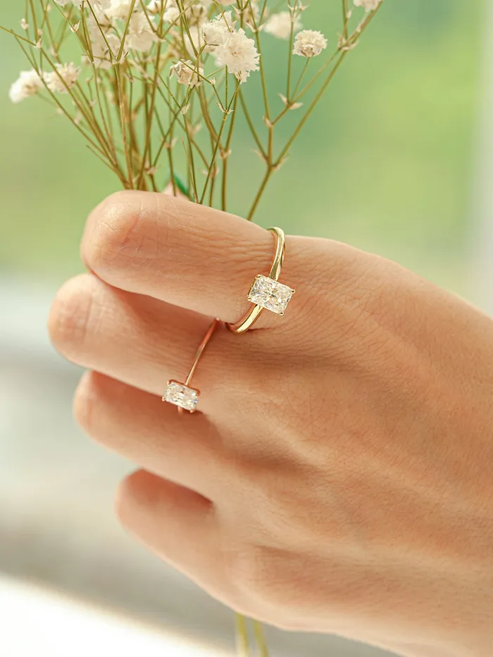 MinimalBijoux Rings 14K 18K Moissanite Radient Cut Ring
