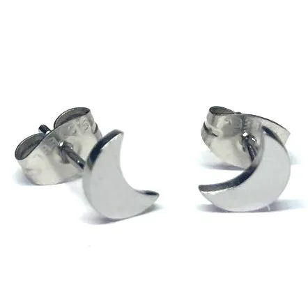 Tulsa Body Jewelry Earrings Crescent Moon Stainless Stud Earrings
