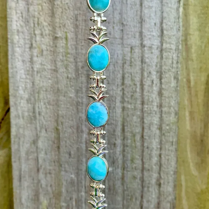 Blue Larimar 925 Sterling Silver Natural Gemstone Adjustable Bracelet Magic Crystals Bracelets