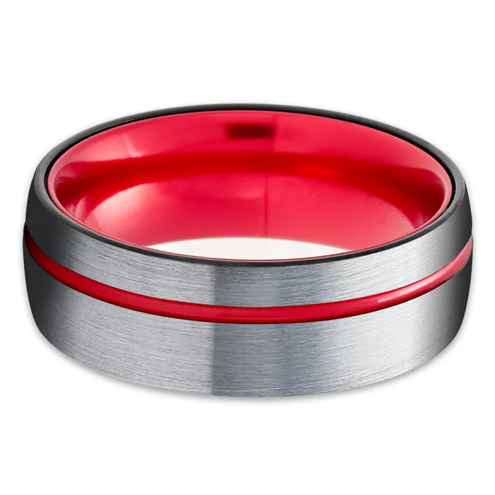 Clean Casting Jewelry Rings Red Tungsten Wedding Ring Tungsten Wedding Band Red Wedding Band Tungsten
