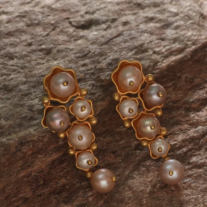 Larah White Pearl Drop Silver Earrings SILVER Earrings