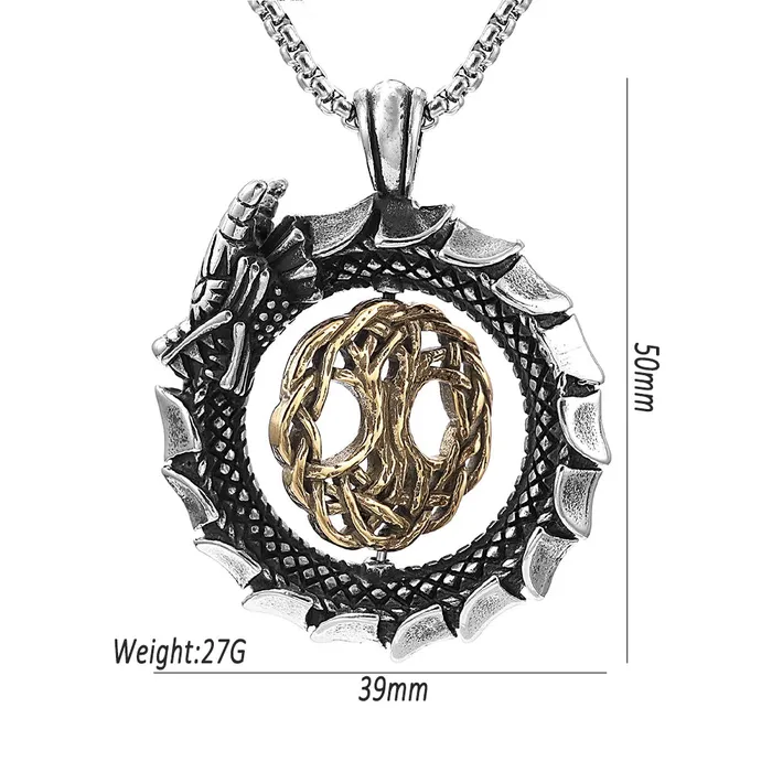 Valhalla Vikings Necklaces Viking Necklace Celtic Tree of Life in Jormugandr Circle