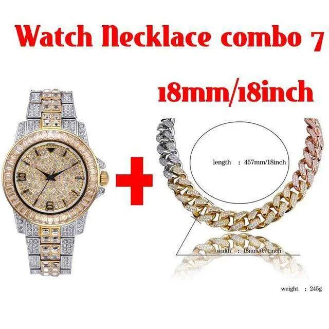 18k Gold Plated Swag and Surf Watch and Chain Combo Hip Hop Fresh Jewelry PreStyled Sets
