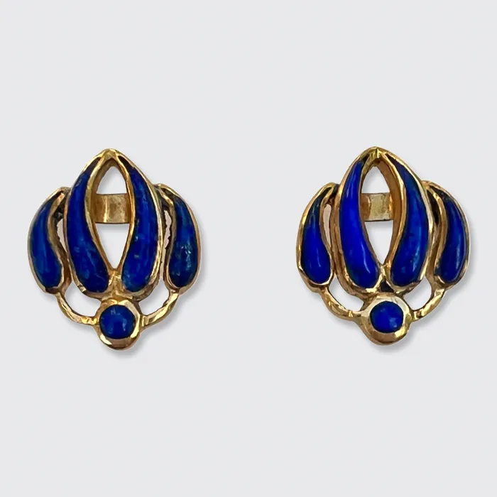 21stfinds Vintage Lapis Lazuli Lotus Earrings Earrings 21stfinds Vintage Lapis Lazuli Lotus Earrings Earrings