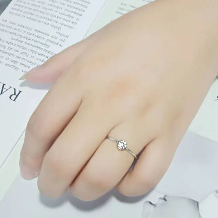 3W1614 Rhodium Brass Ring with AAA Grade CZ in Clear Alamode Rings
