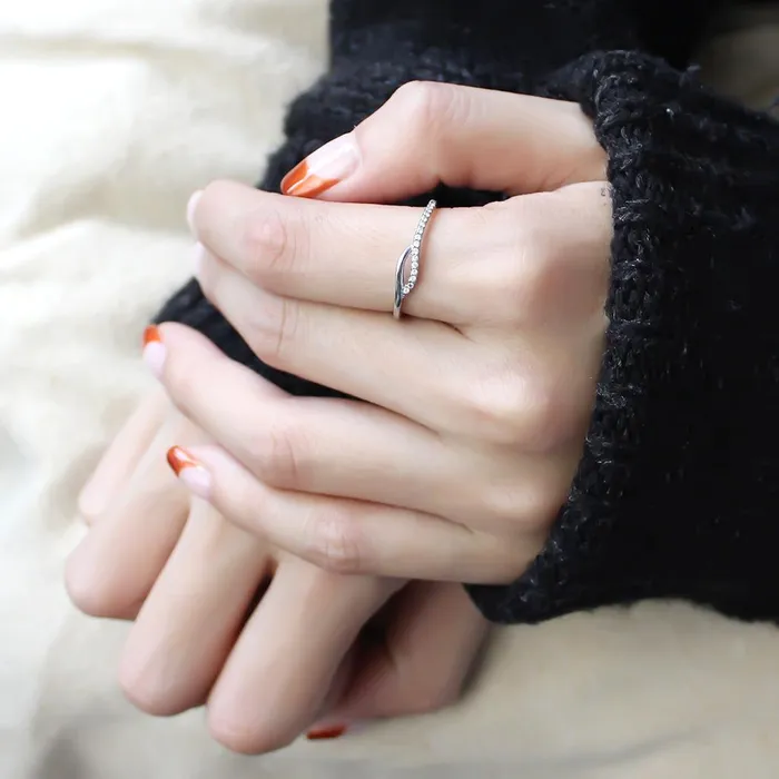 Alamode Rings DA113 High polished no plating Stainless Steel Ring with AAA Grade CZ in Clear