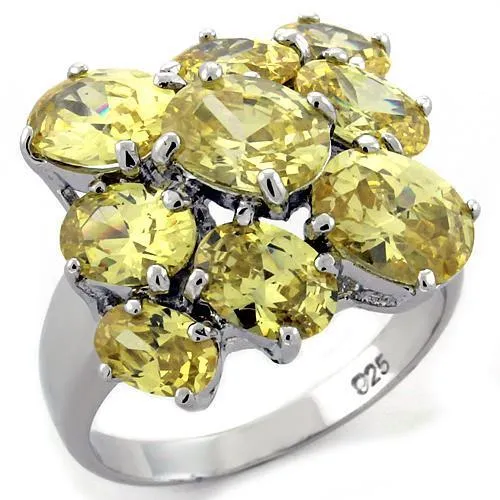 Alamode Rings LOAS1109 Rhodium 925 Sterling Silver Ring with AAA Grade CZ in Topaz