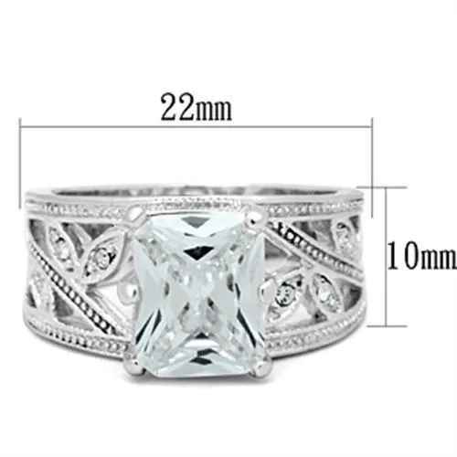 Alamode Rings SS024 Silver 925 Sterling Silver Ring with AAA Grade CZ in Clear