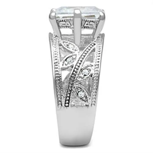 Alamode Rings SS024 Silver 925 Sterling Silver Ring with AAA Grade CZ in Clear