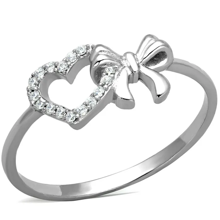 Alamode Rings TS195 Rhodium 925 Sterling Silver Ring with AAA Grade CZ in Clear