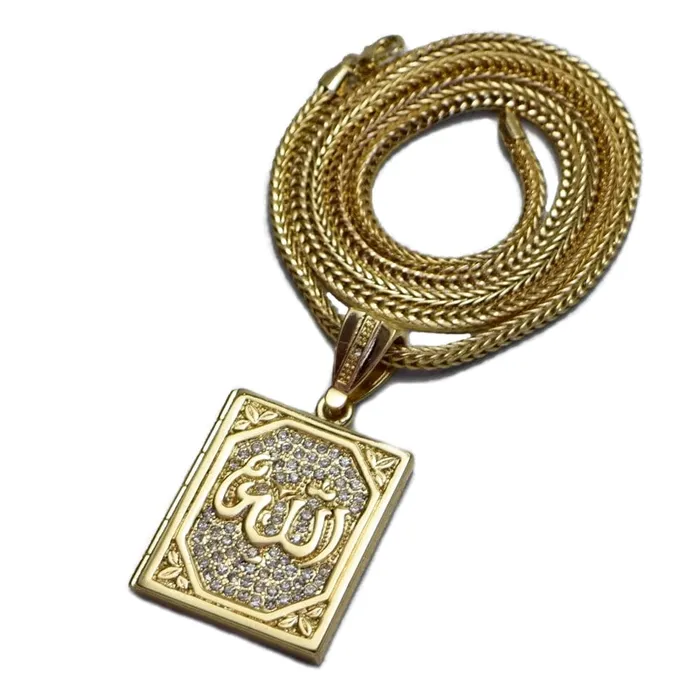Allah Book Pendant Gold Finish 36 Franco Chain Necklace Bling Cartel Admin Necklaces