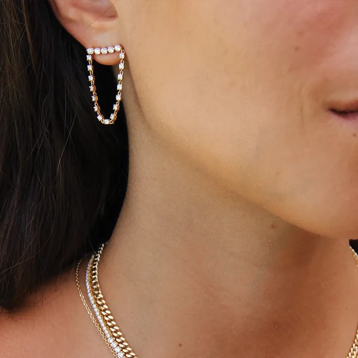 BAR DIAMOND LOOP EARRINGS anitako Earrings