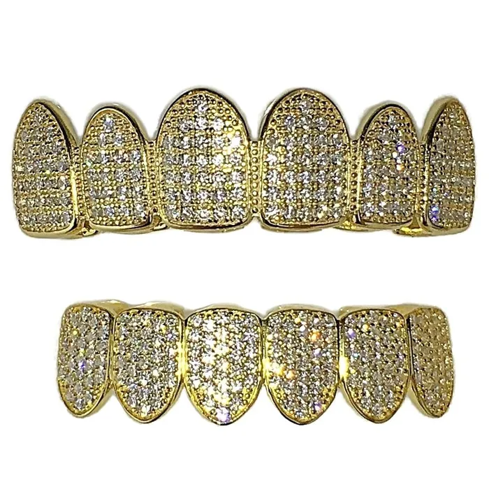 Bling Cartel Admin Earrings 14K Gold Plated over 925 Silver Micro Pave CZ Grillz Set