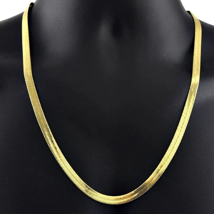 Bling Cartel Admin Necklaces 14K Gold Plated Herringbone Chain Necklace 24 x 7mm