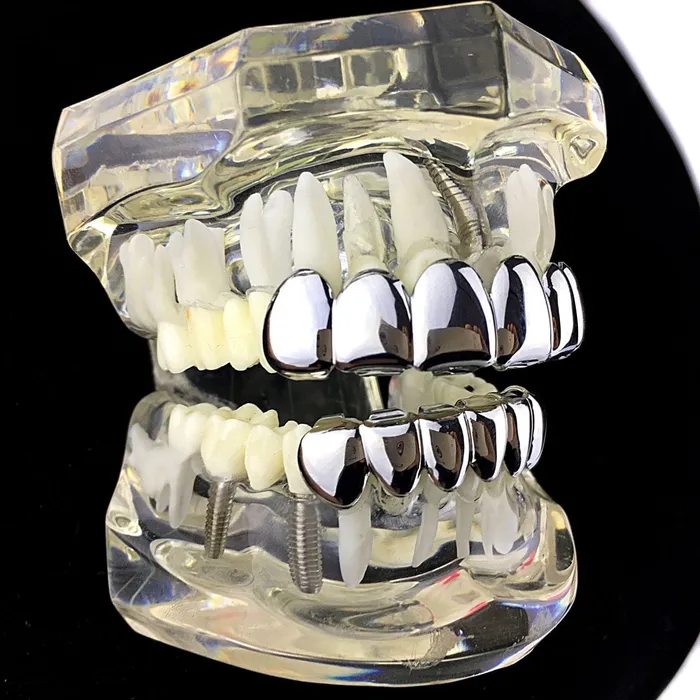 Bling Cartel Admin Rings DeeperCut Silver Tone Teeth Grillz Set