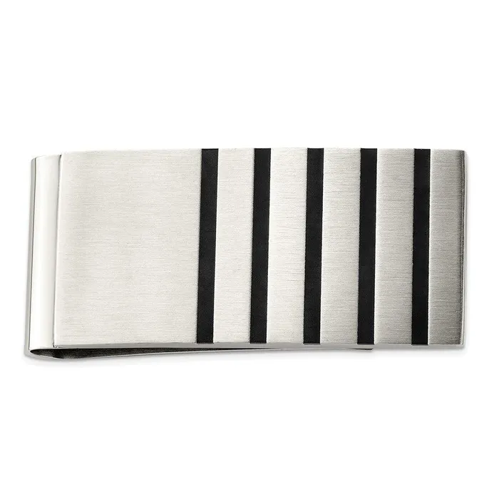 Bracelets Chisel Stainless Steel Brushed wRubber Accents Money Clip