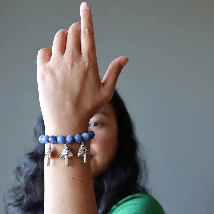 Bracelets Satin Crystals Blue Aventurine Bracelet Magic Mushrooms