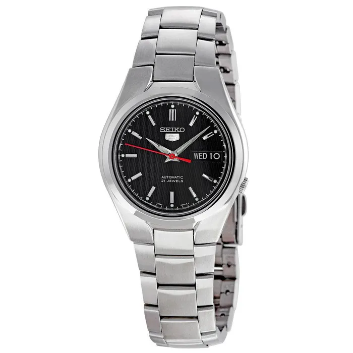 Bracelets Seiko Seiko SNK607 Mens Seiko 5 Automatic Black Dial Stainless Steel Bracelet Watch