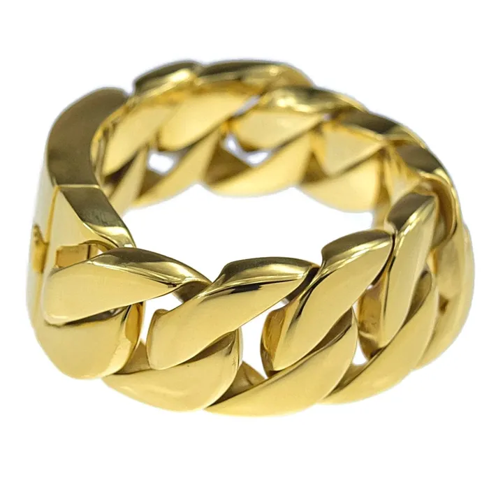 Bracelets Vivi Mens Huge Bracelet 316L Stainless Steel Cuban Gold Finish 85 x 30MM Bracelets Vivi Mens Huge Bracelet 316L Stainless Steel Cuban Gold Finish 85 x 30MM