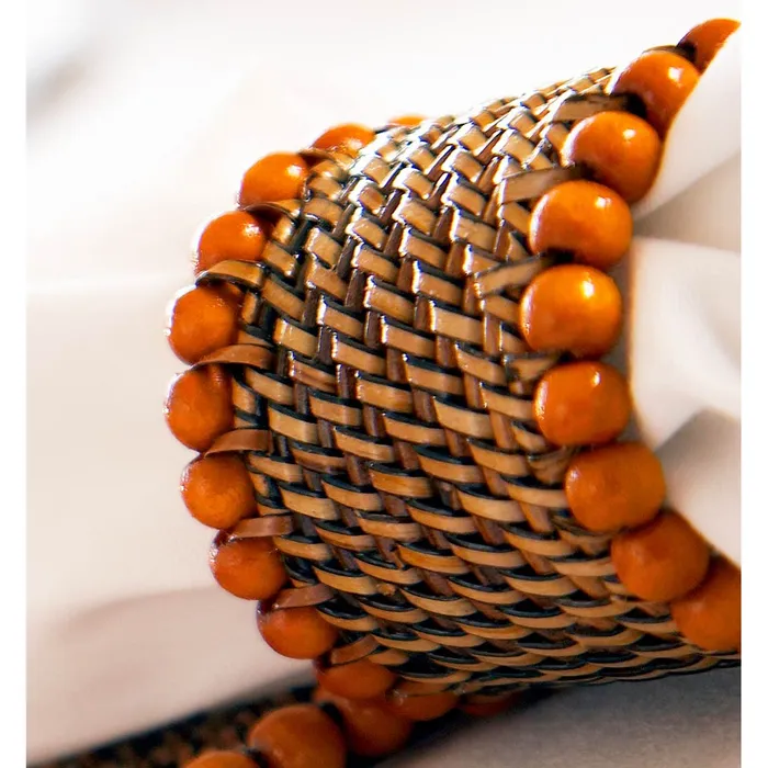 Calaisio Rings Calaisio Orange Napkin Ring with Beads Set of 4