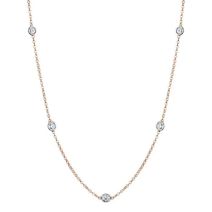 deBebians Necklaces 100 cttw Diamond Bezel Set Station Necklace