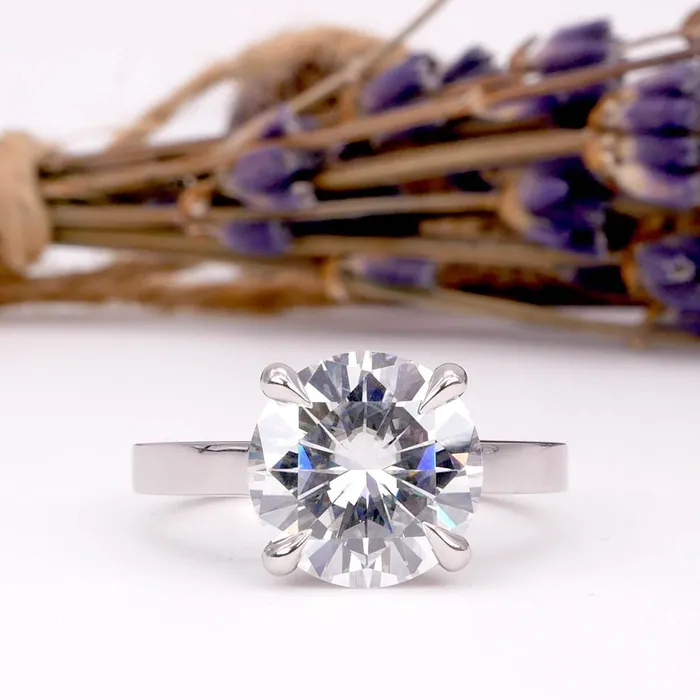 deBebians Rings Diamond Solitaire Cathedral Flat Engagement Ring 25 mm