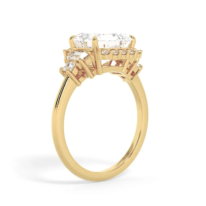 deBebians Rings Five Stone Engagement Ring with Partial Halo
