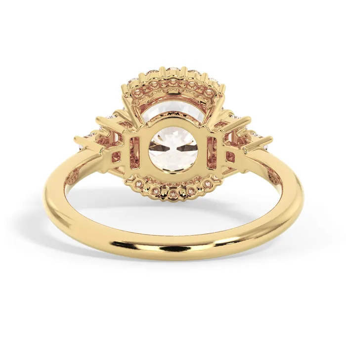 deBebians Rings Five Stone Engagement Ring with Partial Halo