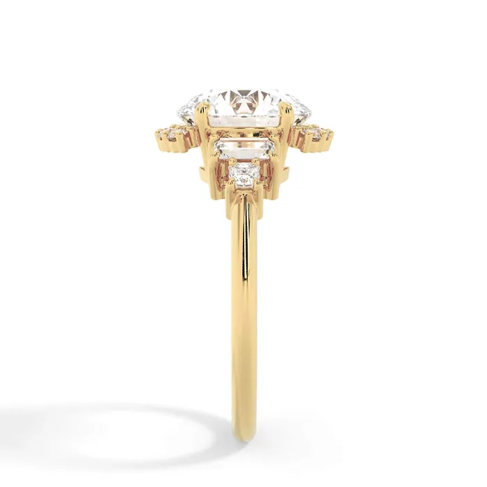 deBebians Rings Five Stone Engagement Ring with Partial Halo