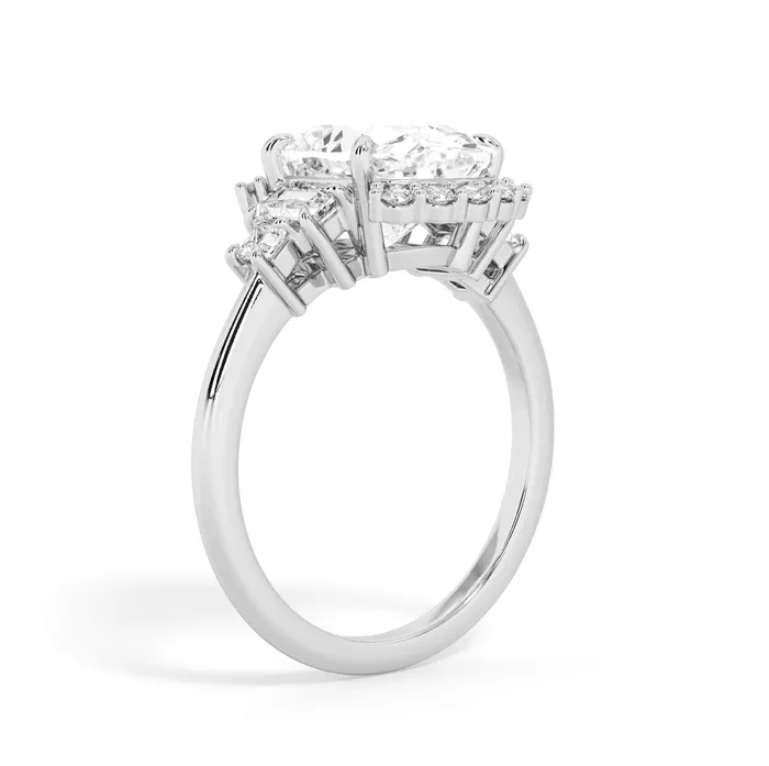 deBebians Rings Five Stone Engagement Ring with Partial Halo