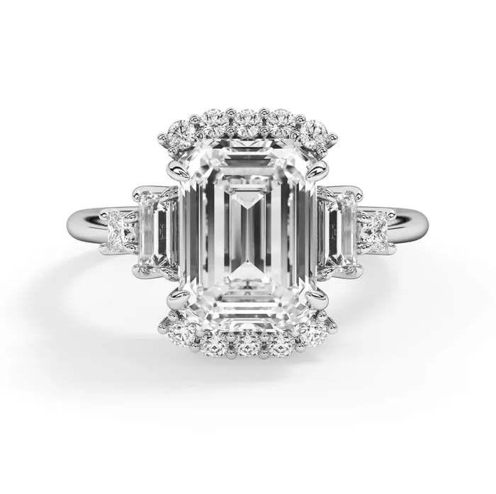 deBebians Rings Five Stone Engagement Ring with Partial Halo