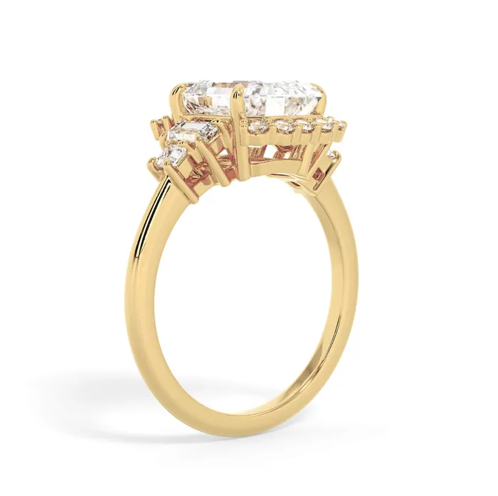 deBebians Rings Five Stone Engagement Ring with Partial Halo