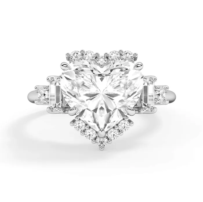 deBebians Rings Five Stone Engagement Ring with Partial Halo