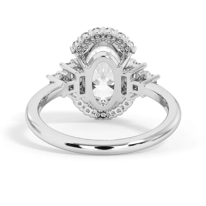 deBebians Rings Five Stone Engagement Ring with Partial Halo