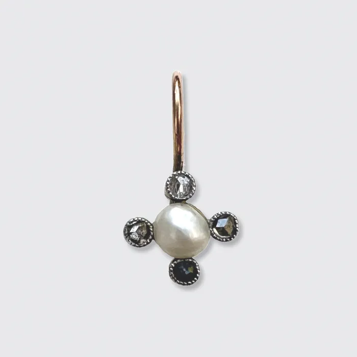 Diamond and Pearl Single Earring Stickpin Conversion 21stfinds Earrings