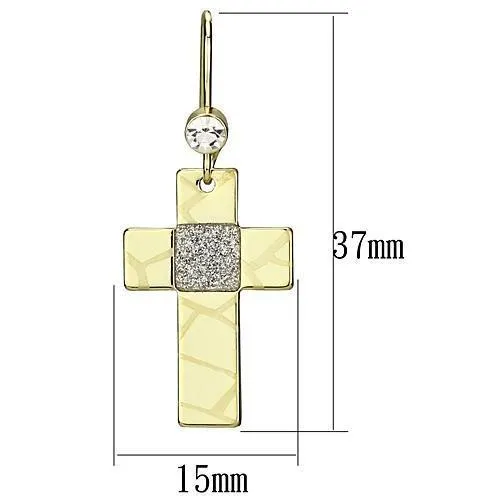 Earrings Alamode LO2734 Gold Iron Earrings with Top Grade Crystal in Clear